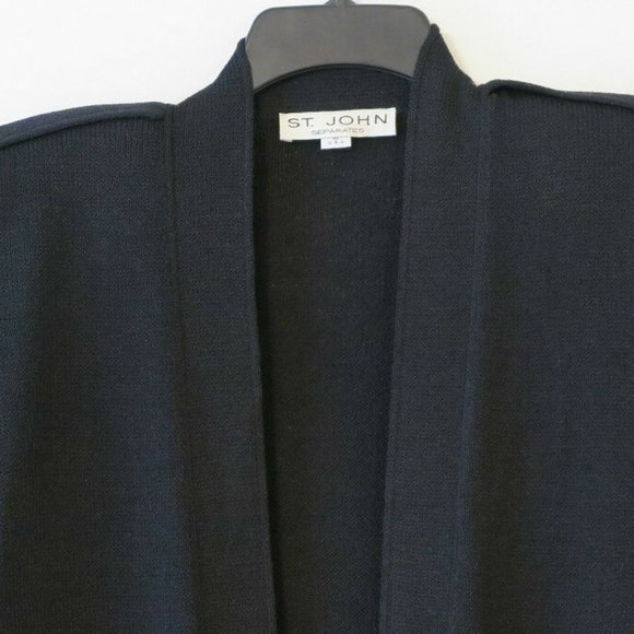 Vintage ST. JOHN SEPARATES Black Santana Knit Gold Button Cardigan Size P - Picture 7 of 9